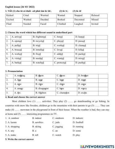 Group 5 - Phát âm đuôi -ed