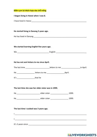 Present Perfect - Past Simple writing