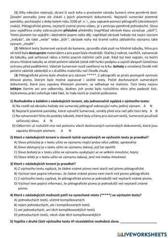 Práce s textem - Sumérské písmo