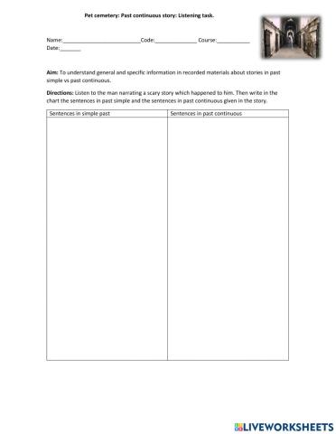 Pet cemetry-listening activity-past continuous-simple past