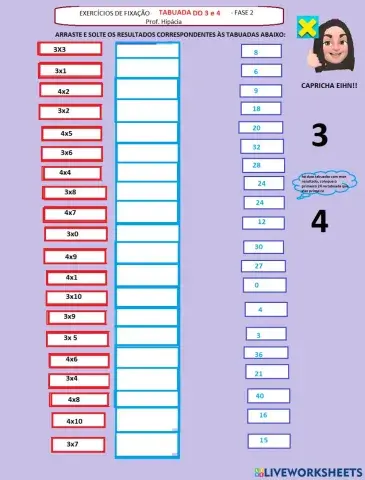 Tabuada do 3 e 4 - fixação