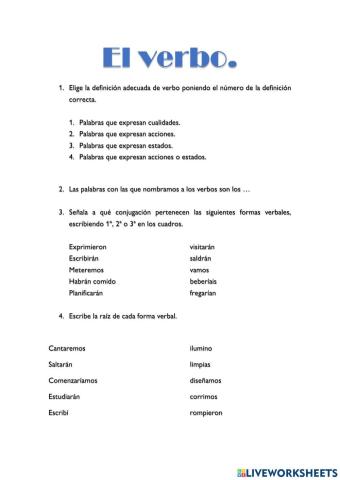 El verbo. Definición y características generales.