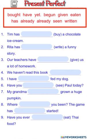 Present Perfect Practice