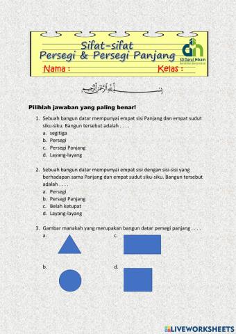 Sifat-sifat Persegi dan Persegi Panjang