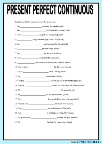 Present perfect progressive 3