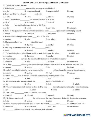 Grade 12- Quantifiers