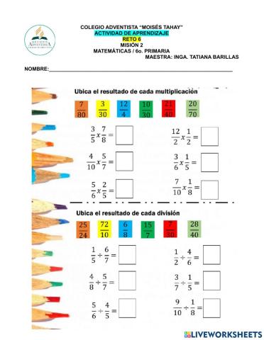 Multiplicación y división de fracciones