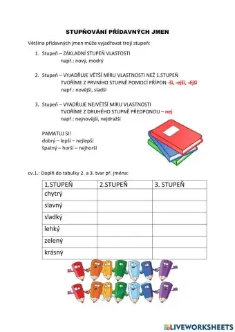Pracovní list - přídavná jména