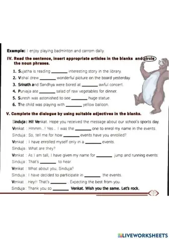 6th English Articles And Adjectives