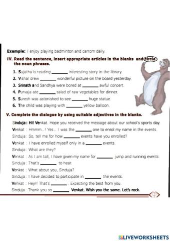 6th English Articles And Adjectives
