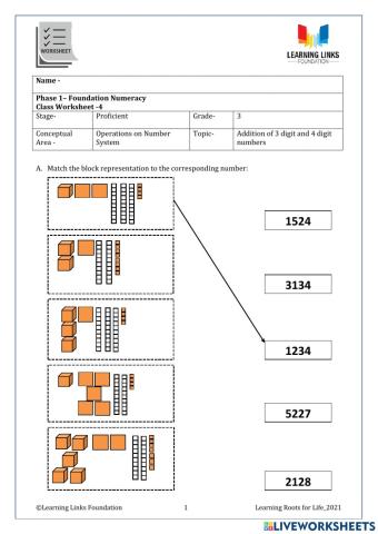 Phase 1– Foundation Numeracy Class Worksheet -4