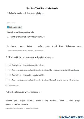 Įsivertinu: Vientisinio sakinio skyryba