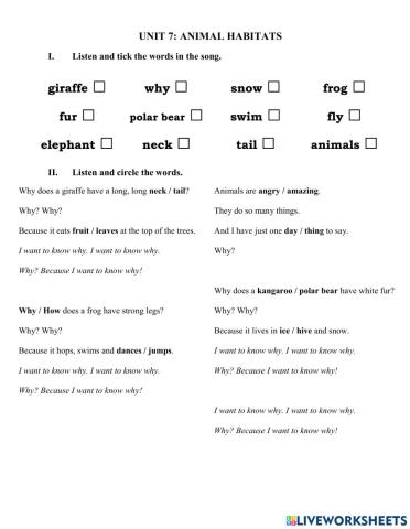 EOW3 - Unit 7 - Song