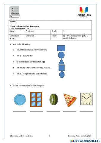Phase 1– Foundation Numeracy Class Worksheet -19