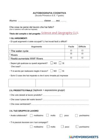 Autobiografia cognitiva Science and Geography CLIL