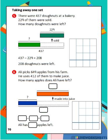 3 TB p70  Word Problem Subtraction