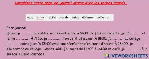 Cloze journal intime