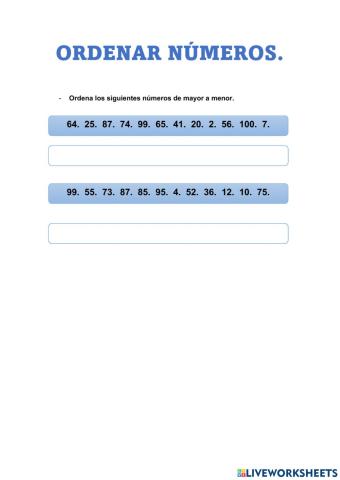 Ordenar números.