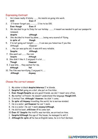 Conjunctions contrast