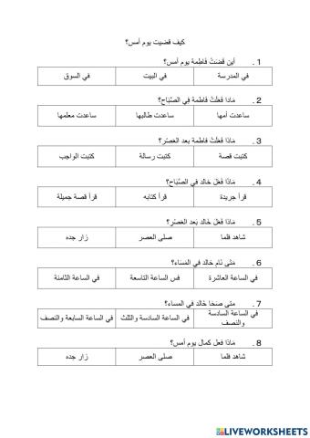 كيف قضيت يوم أمس؟