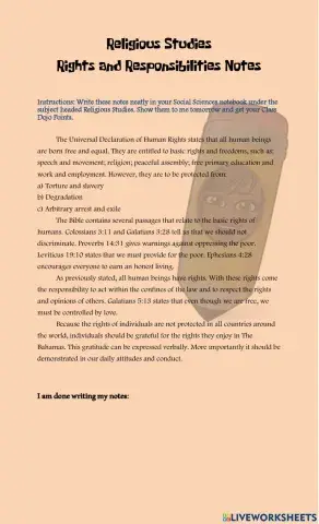 Rights and Responsibilities Notes