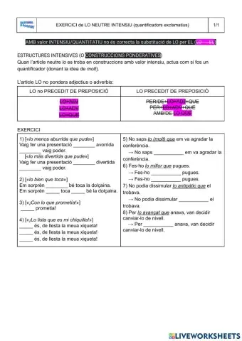 Alternatives al lo neutre intensiu-quantitatiu