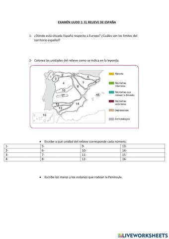 Examén Relieve de España