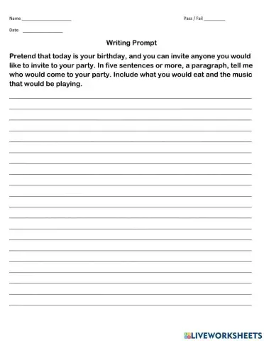 Birthday writing Prompt