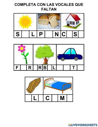 Completar con las vocales que faltan