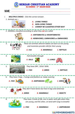 SCIENCE K2 5TH MAJOR EXAM 