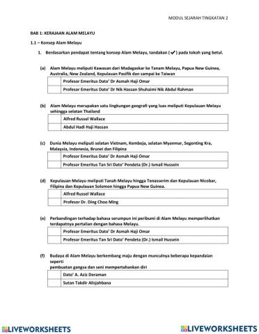 Sejarah bab 1 tingkatan 2 (1.1-1.2)