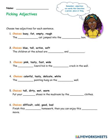 Adjectives In Sentences