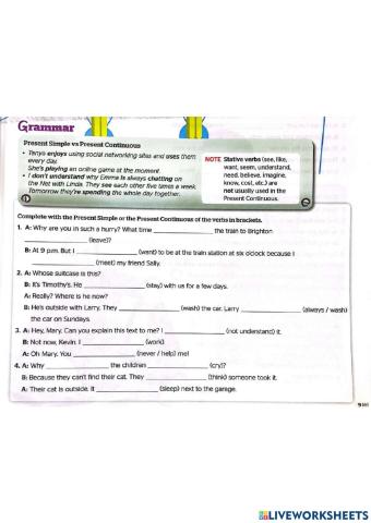 Form 4 Unit 1a Grammar - Simple & Continuous Present