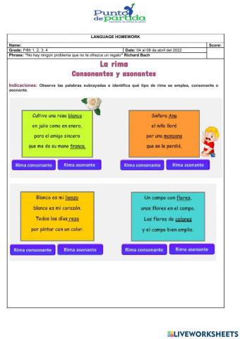 La rima: rima consonante y asonante