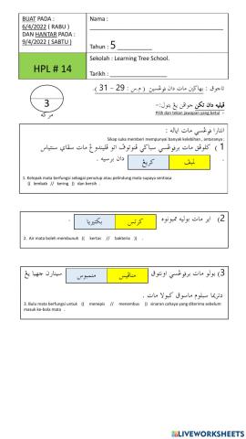 Bahagian mata dan fungsinya. ( m.s : 29 -31 )