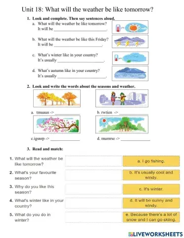 Unit 18: Unit 18: What will the weather be like tomorrow?