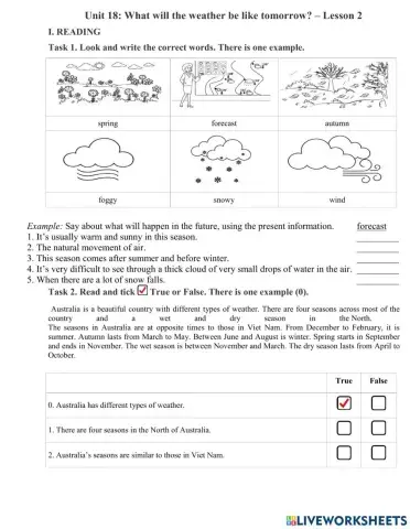 Unit 18: What will the weather be like tomorrow? – Lesson 2