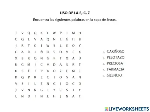 Uso de la s, c, z