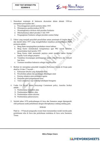 Post test intensif SEJ 7