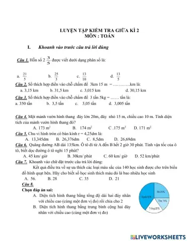Luyện giữa kì 2 Toán