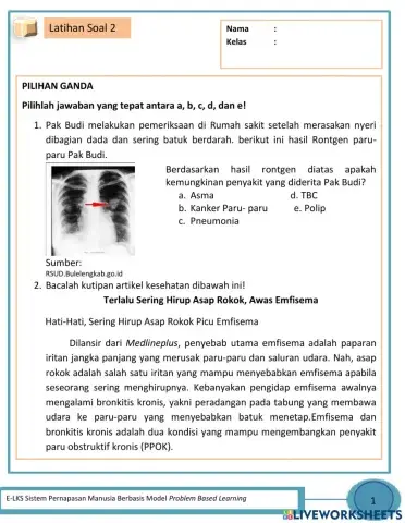 Latihan soal sistem pernapasan 2