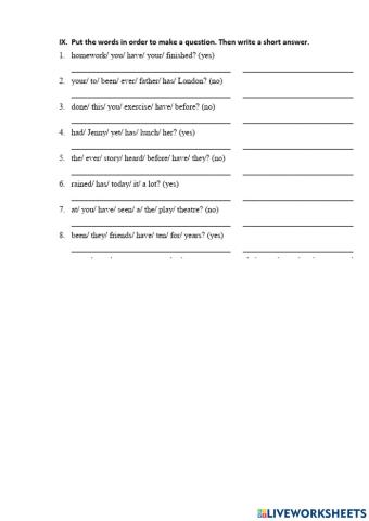 Present Perfect quesion