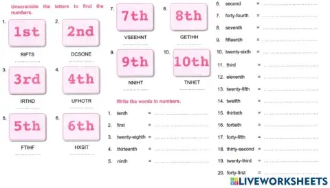 Sm sd 5 english ordinal number 1