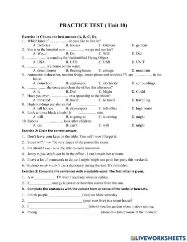 Unit 10: Our house in the future