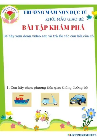 Bài tập ôn nhận biết các PTGT đường bộ