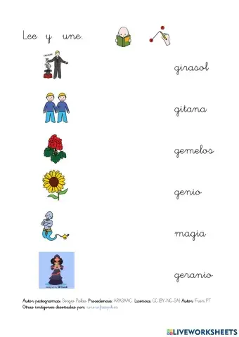 Palabras con ge, gi.