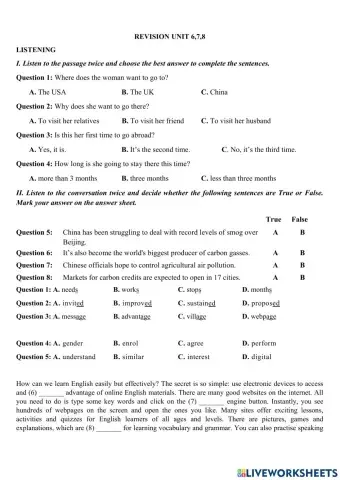 On u678 lop 10 test 1