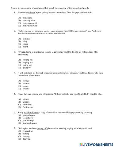 Phrasal Verbs Exercise