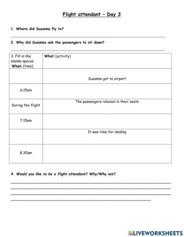 Occupation Flight attendent day 3