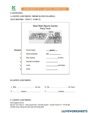 Everybody Up 4 Test Unit 5 + 6